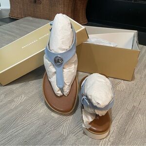 Michael Kors Light Blue and Brown Sandals